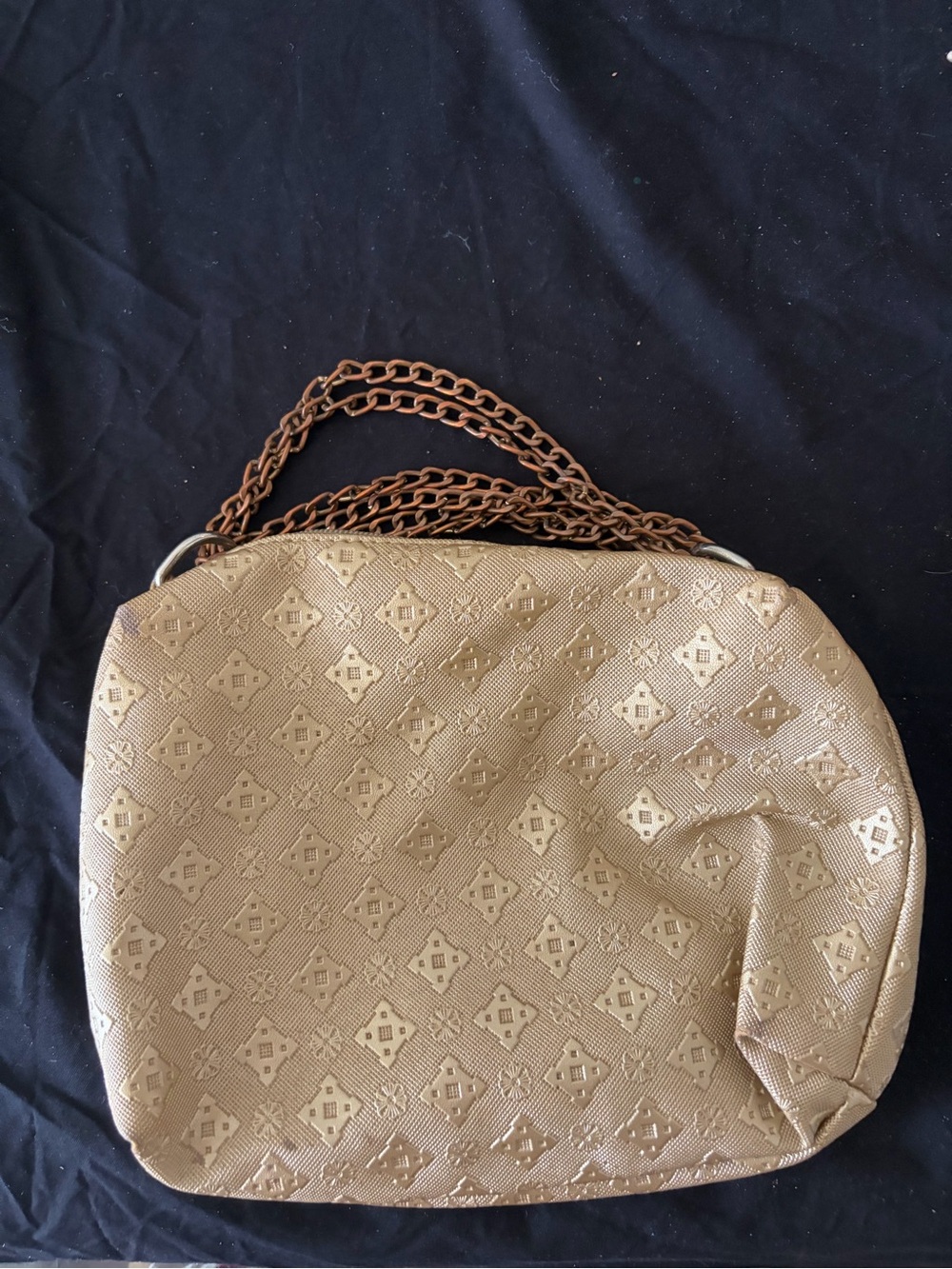 Gold Embossed Mini Shoulder Bag - Double Chain Strap, Small but Mighty